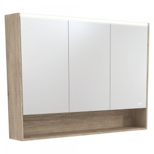 Fie LED Mirror Cabinet with Display Shelf & Scandi Oak Side Panels 1200